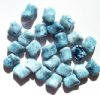 25 11x8mm Twisted Blue Marble Lustre Rectangle Glass Beads